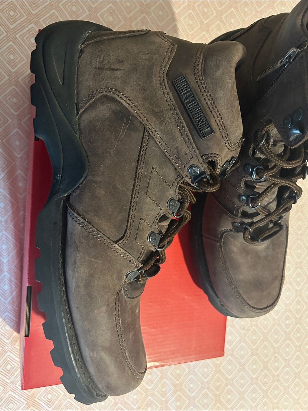 Harley-Davidson Men's Dark Brown Leather Lace-Up Boots